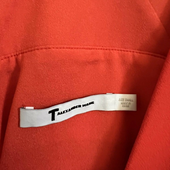 T BY ALEXANDER WANG Womens Red Matte Crepe Plunge A Line Dress Sz S Pockets - Picture 5 of 6